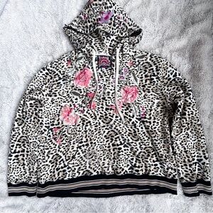 Johnny Was Vienna Leopard Print Sweatshirt in Rose Large